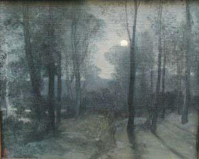 unknown artist Forest Clearing at Night oil painting image
